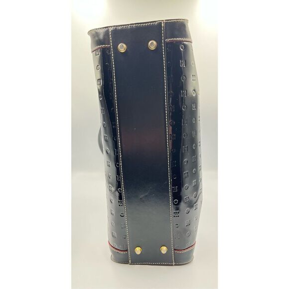 Arcadia Italian Genuine Black Patent Leather Double Handle Rectangle Bag EUC - Picture 5 of 13